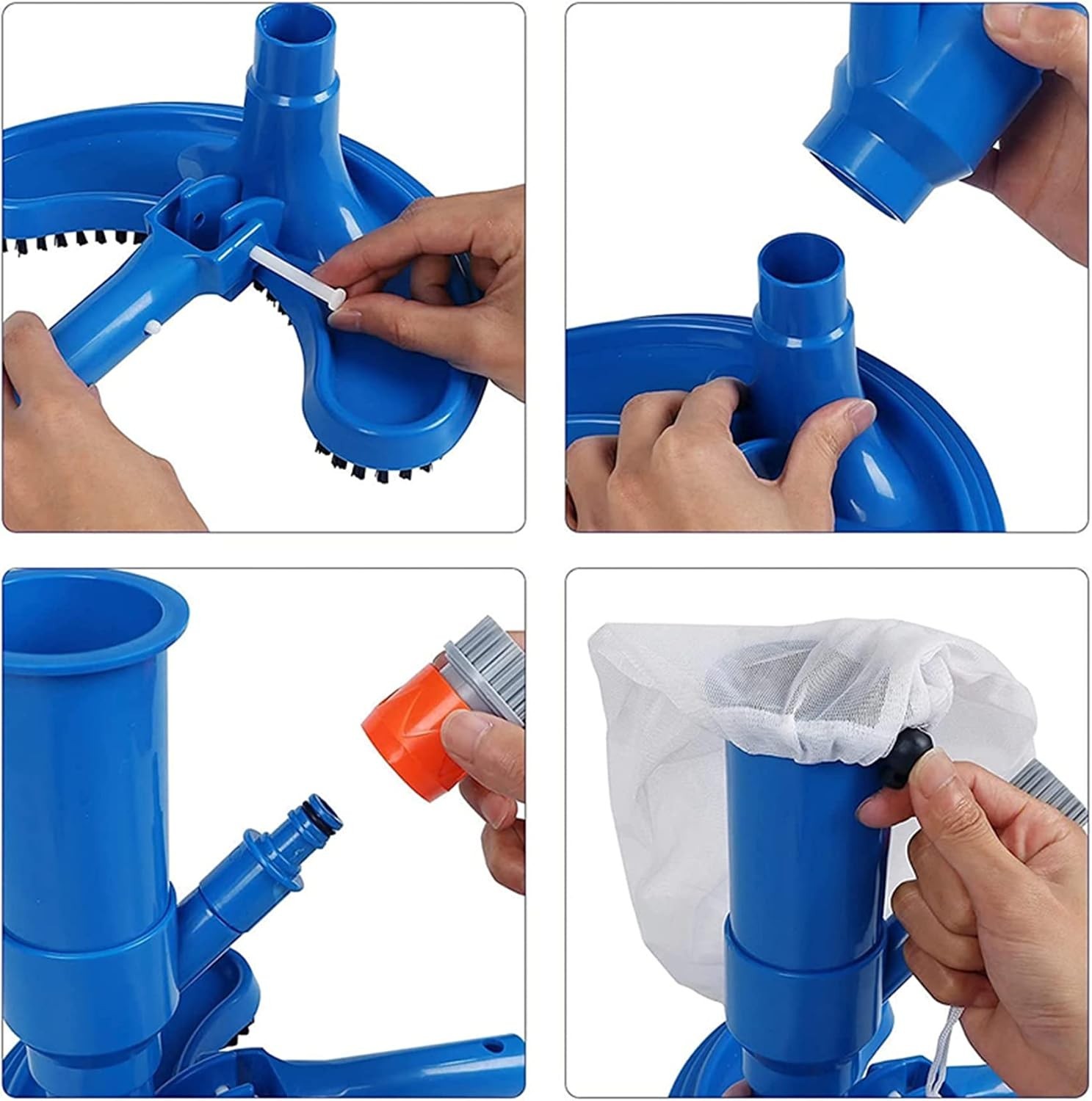Portable Pool Spa Jet Pool Vacuum Jet Underwater Cleaner with Brushes & Mesh Bag
