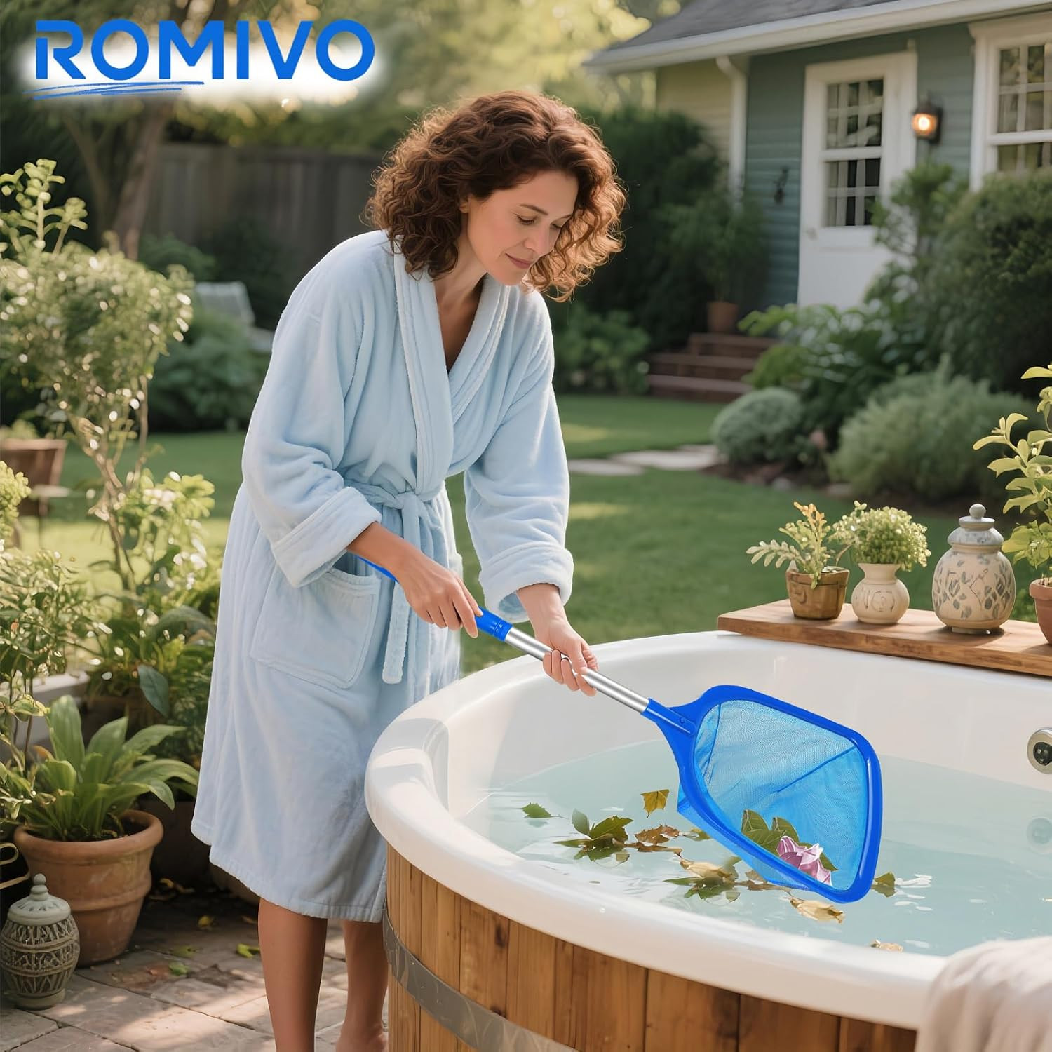 Pool Skimmer Net with Telescopic Pole – Fine Mesh for Leaves, Dust, Debris