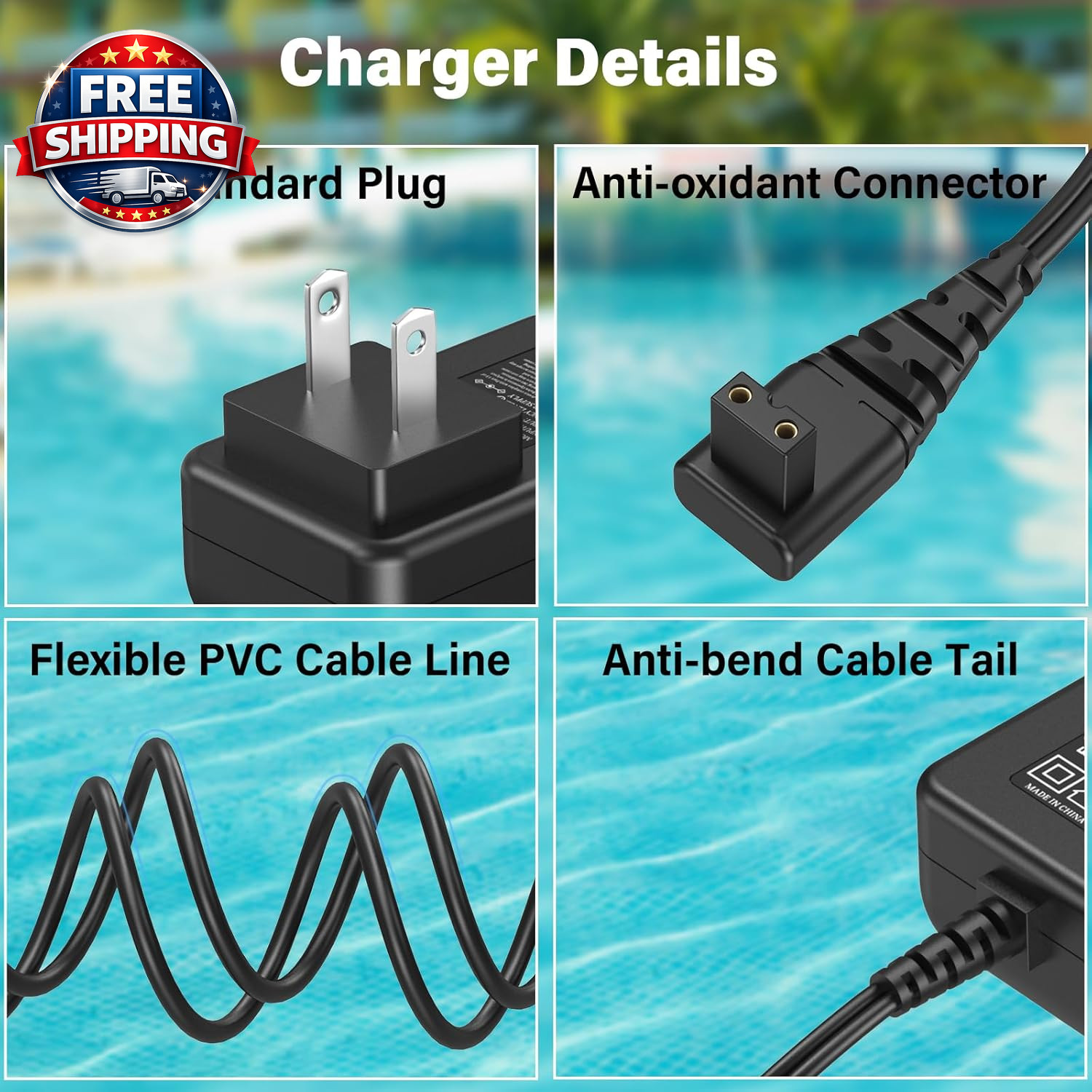 12.6V Pool Vacuum Charger for Aiper Seagull 600 Cordless Robotic Pool Cleaner, P