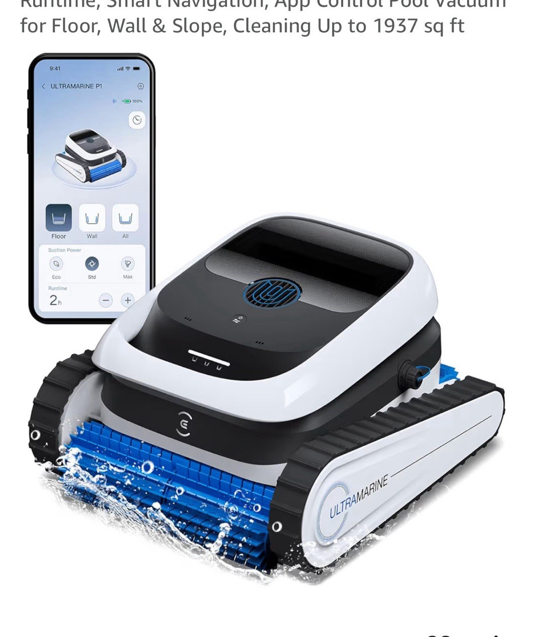 ECOVACS Ultramarine P1 Cordless Robotic Pool Cleaner, 180 min, App Control