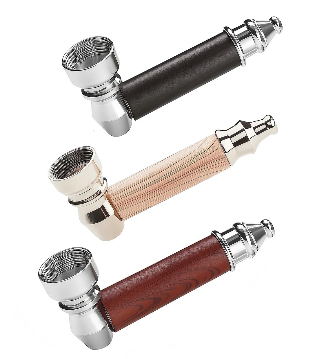 3PCS Tobacco Pipe Set, 3 inch Short Realistic Wood Grain Smoking Size-B, WOOD