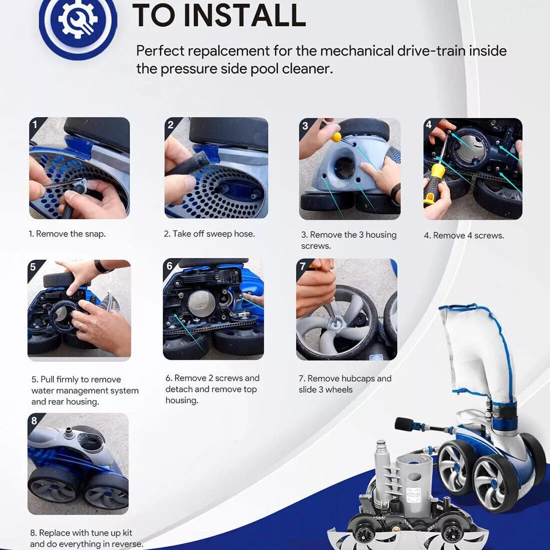 Replace Zodiac Polaris 3900 Sport F6 Pool Cleaner Tune Up Rebuild Kit R0543200
