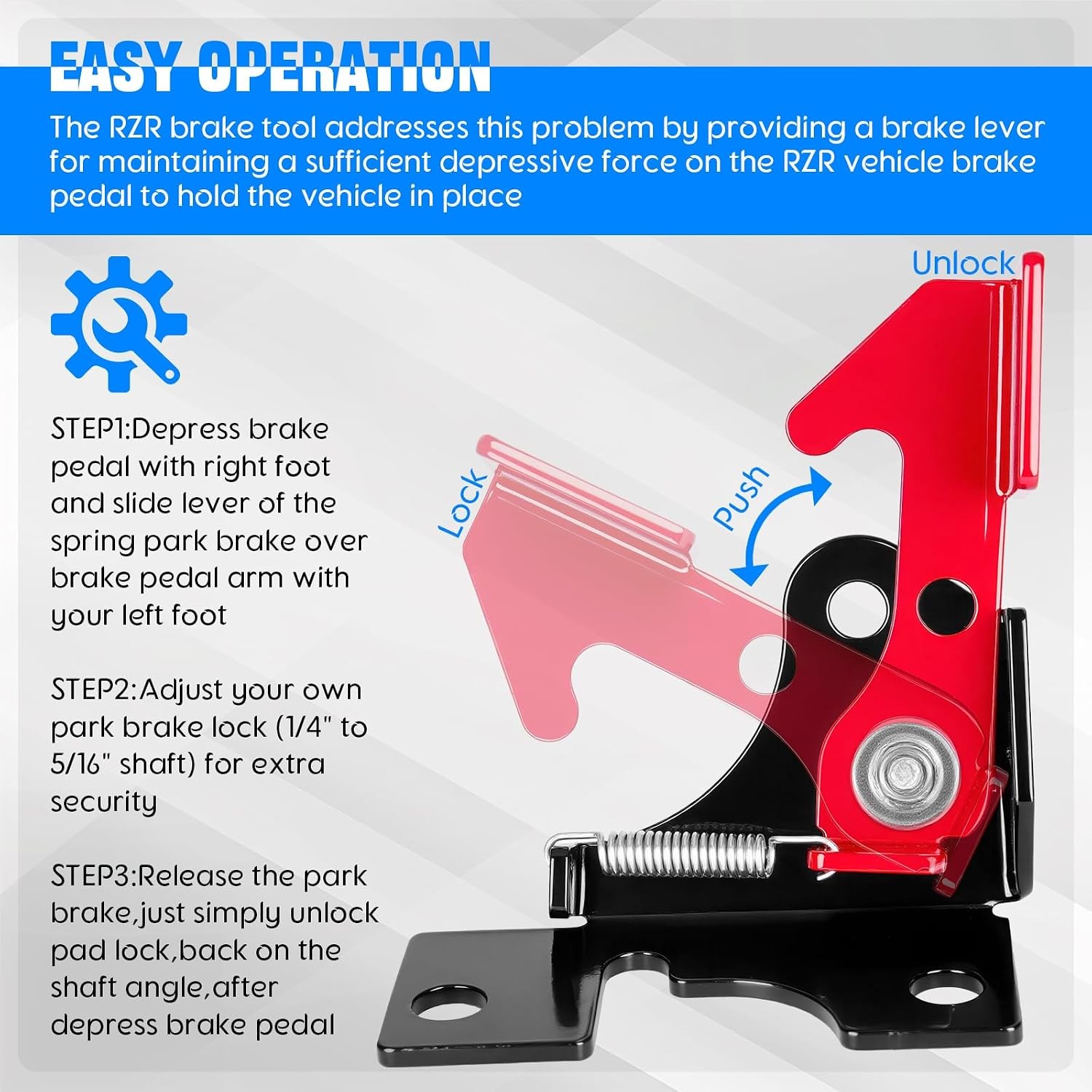Spring Parking Brake RZR Parking Brake Kit Adjustment Brake Pedal Lock