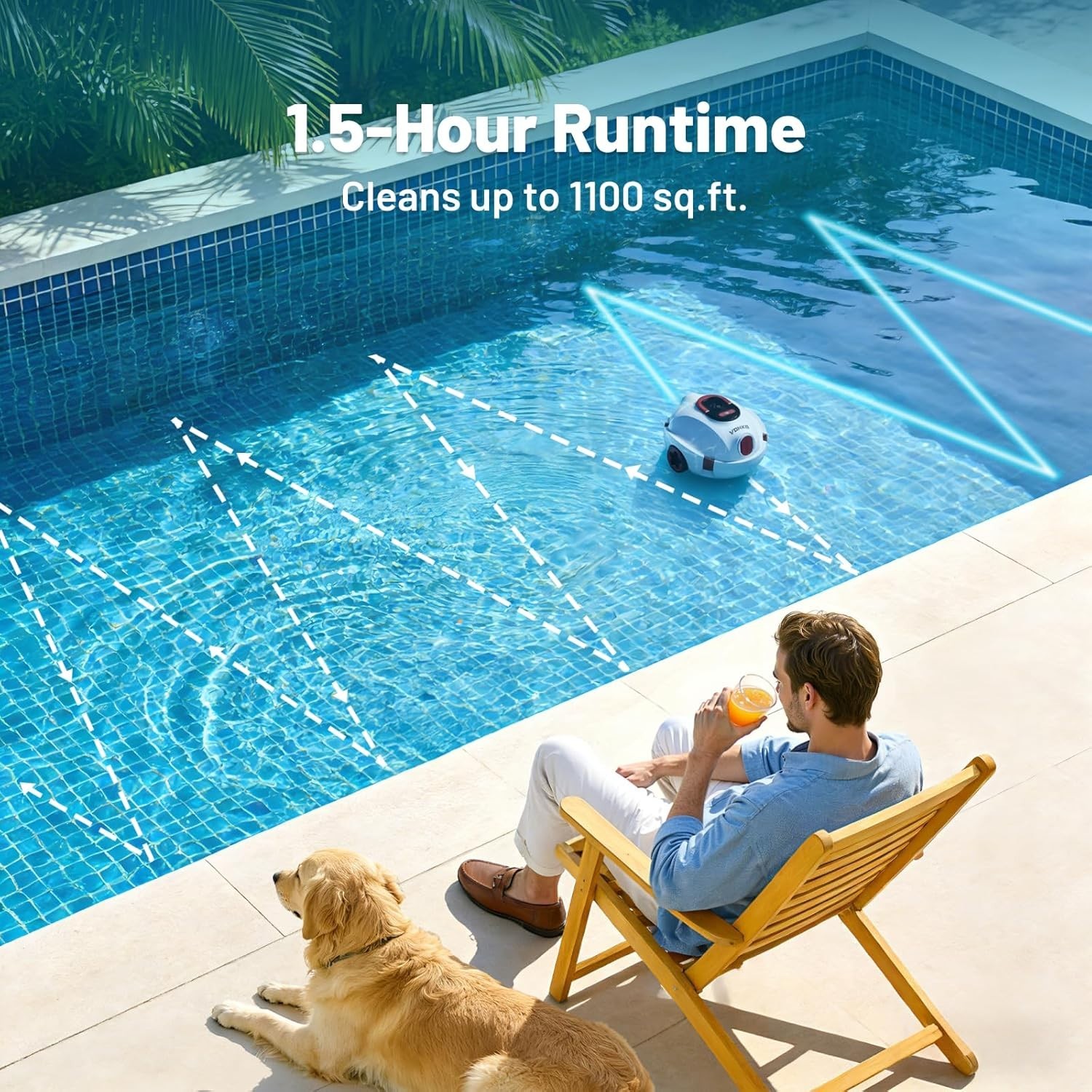 VONKO P10 Cordless Robotic Pool Cleaner, Above Ground Pool & Flat Inground Pool