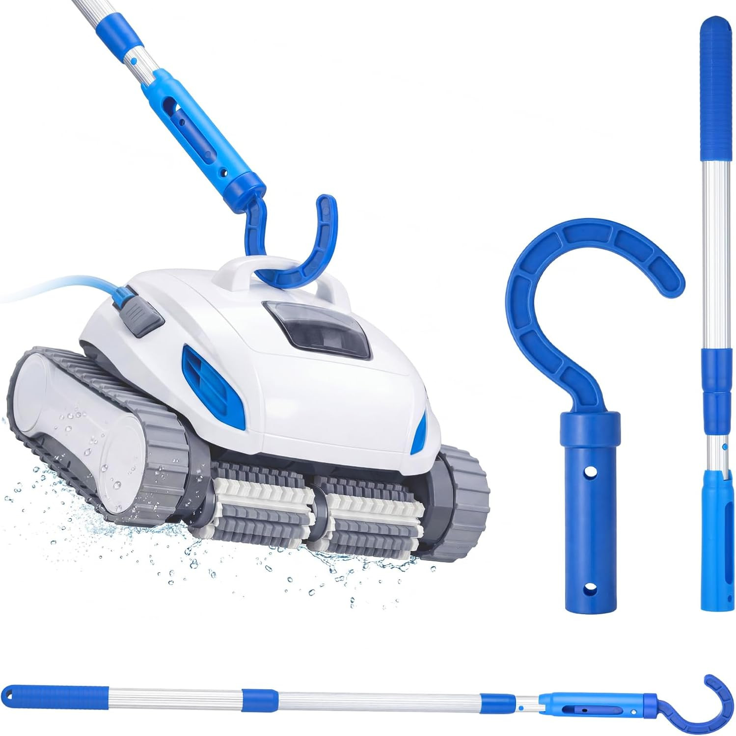 Hushee Hook for All Robotic Pool Cleaner with 45 » Telescopic Aluminum Pole Deep