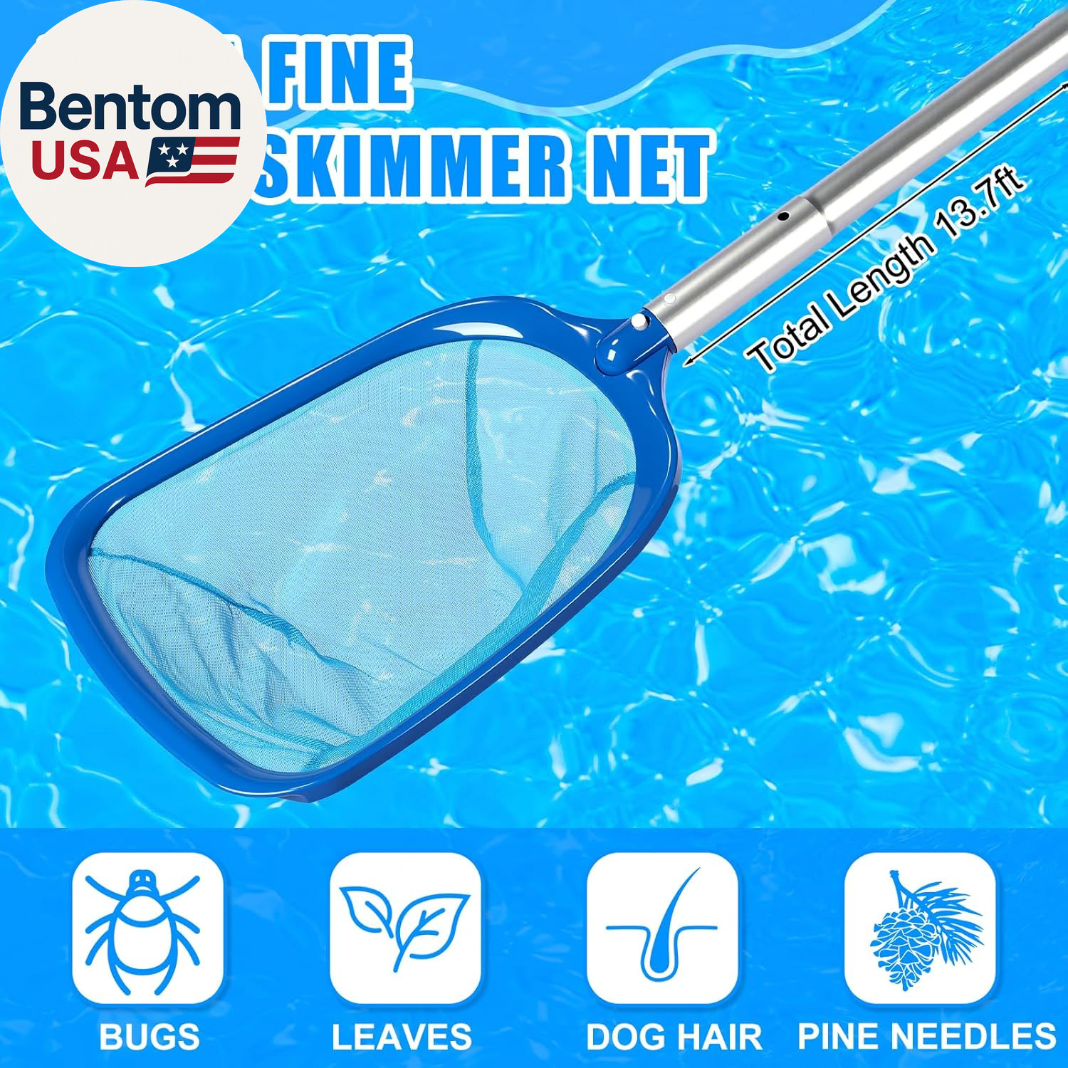 4 Pcs Swimming Pool Vacuum Kits 11.8&Prime; Vacuum Head with 1-1/2&Prime; X 29.5 Ft Hoses, 1