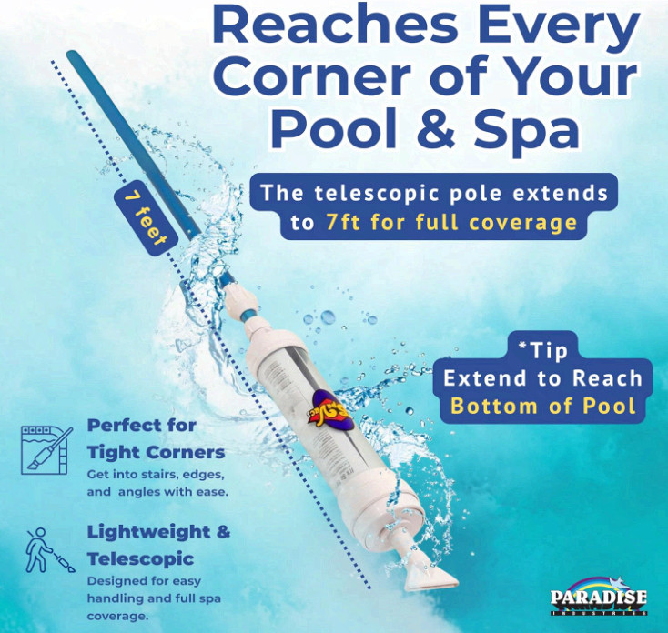 6250 Paradise Power Spa Vacuum – Manual Spa Vac for Hot Tub, Pool Stairs & Spas
