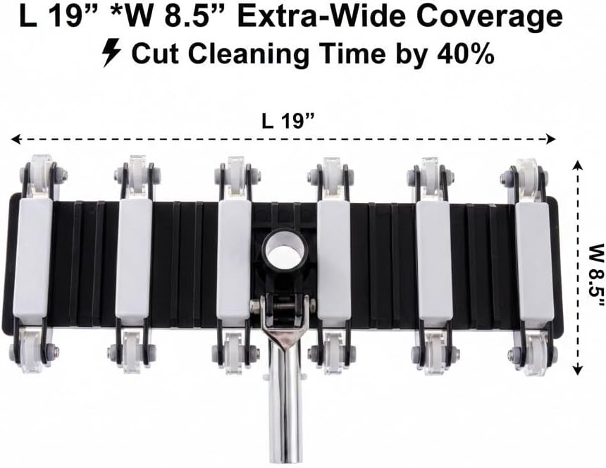 19&Prime; Heavy-Duty Pool Vacuum Head with Chrome Handle & 12 Durable Wheels