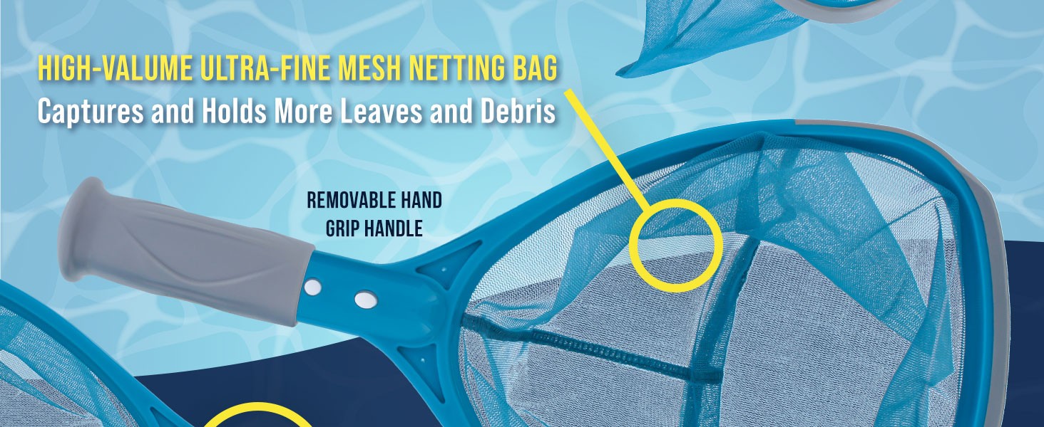 Professional Spa, Hot Tub, Pool Hand Leaf Skimmer Net with Grip Handle – Deep