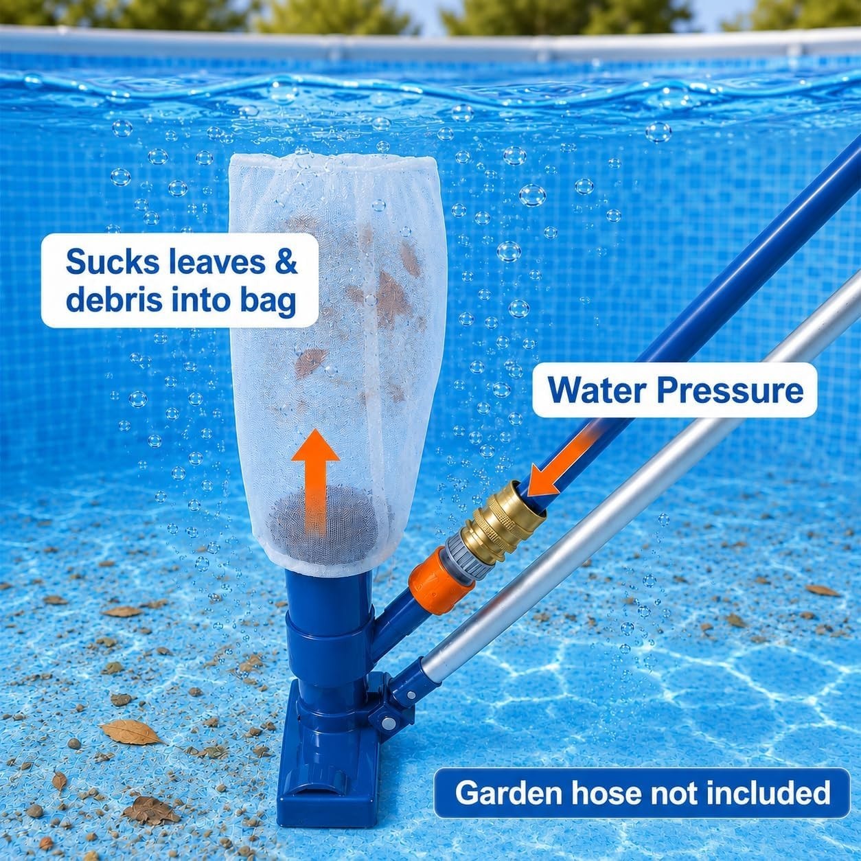 Effortless Pool & Spa Cleaning – Upgraded Vacuum with Fine Mesh Collection Bags
