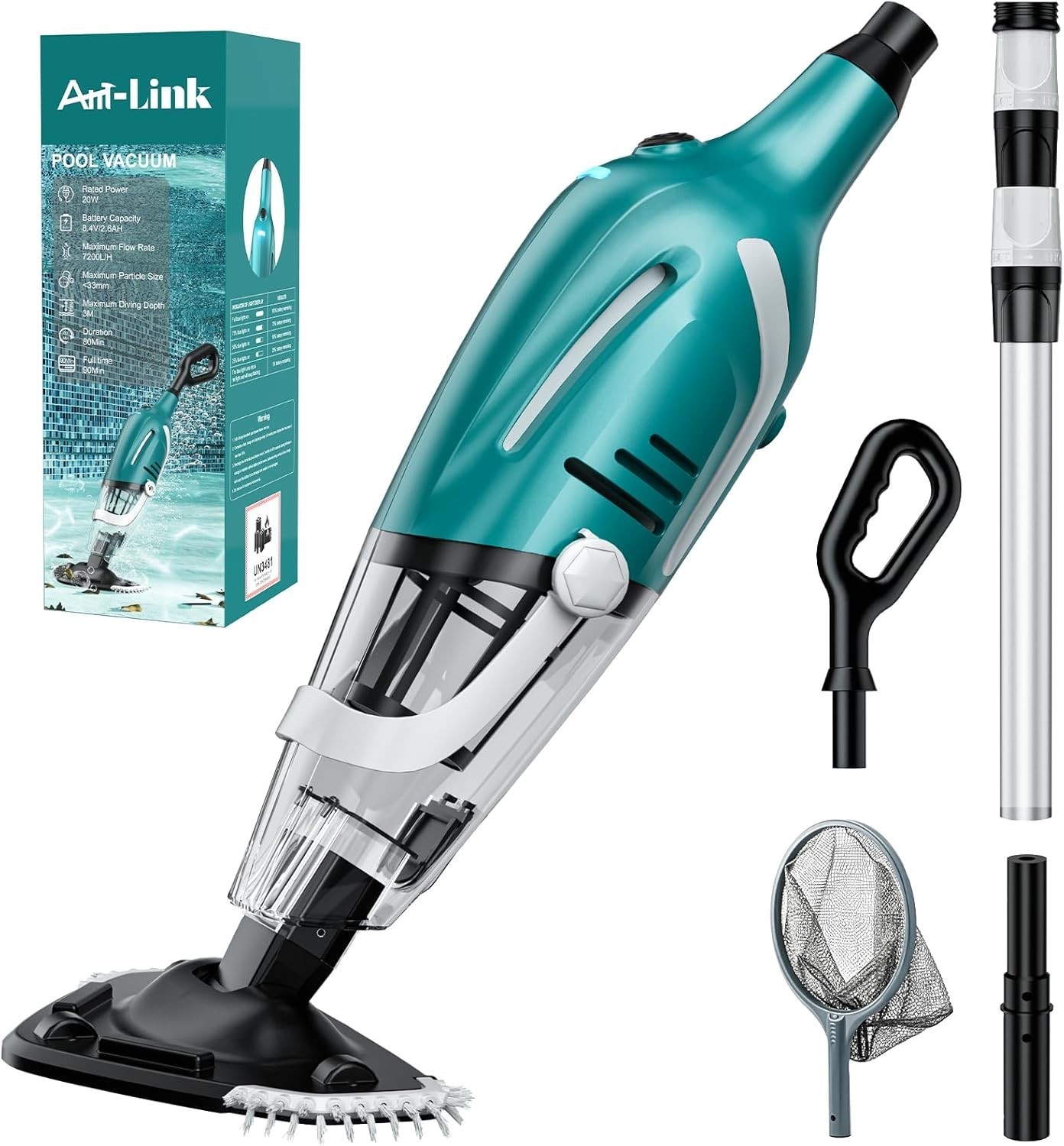 Rechargeable Handheld Pool Vacuum Cleaner 75Min Suction Leaf Sand Hot Tubs