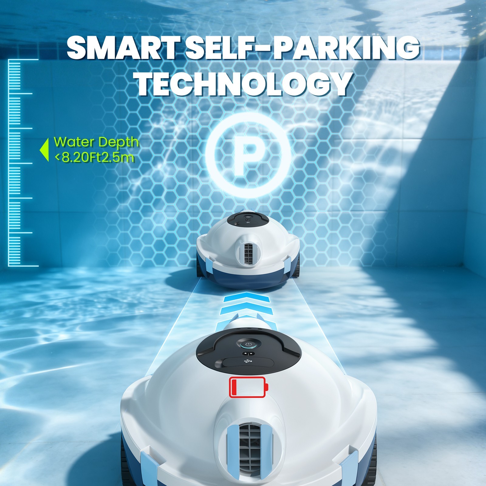 INSE Cordless Pool Vacuum Robot for Home Commercial Pools, Long Lasting Battery,