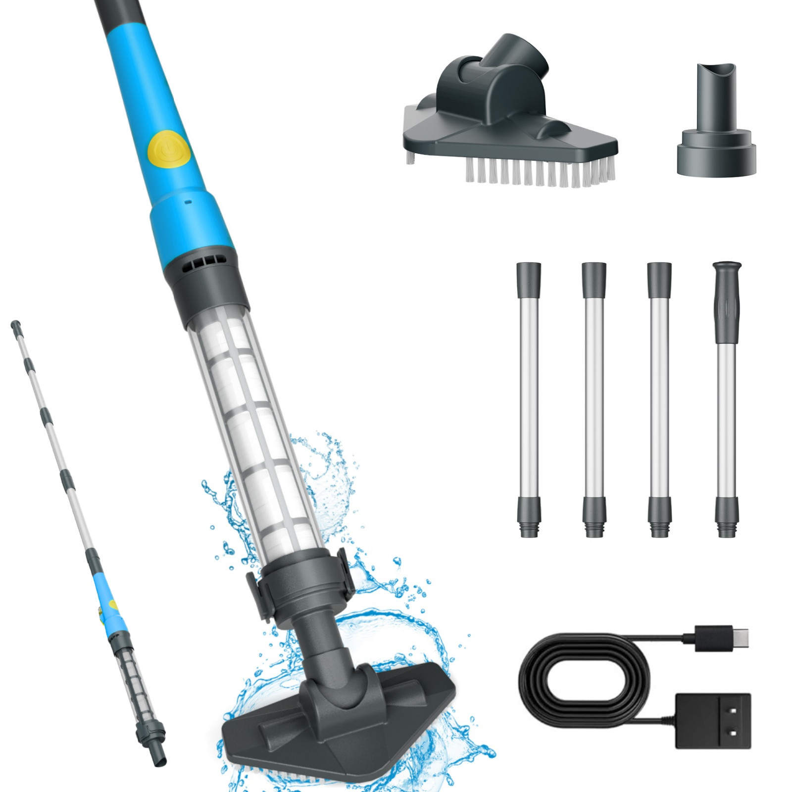 Mutaomay Rechargeable Cordless Pool Vacuum Handheld Spa Cleaner Extension Pole