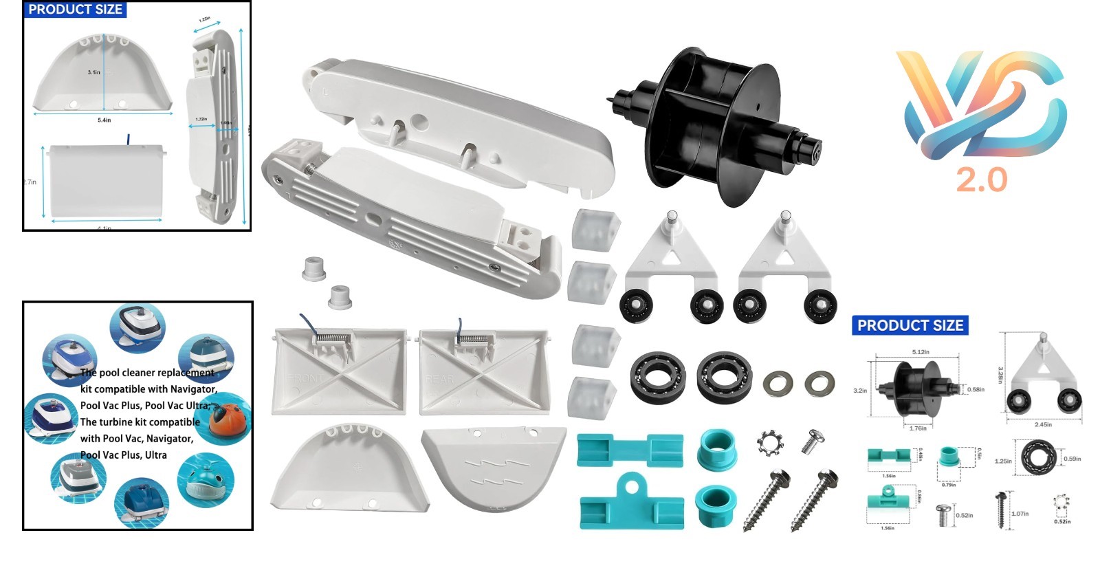 Pool Cleaner Pod Swing & Turbine Kit for Hayward Navigator Pool Vac Ultra