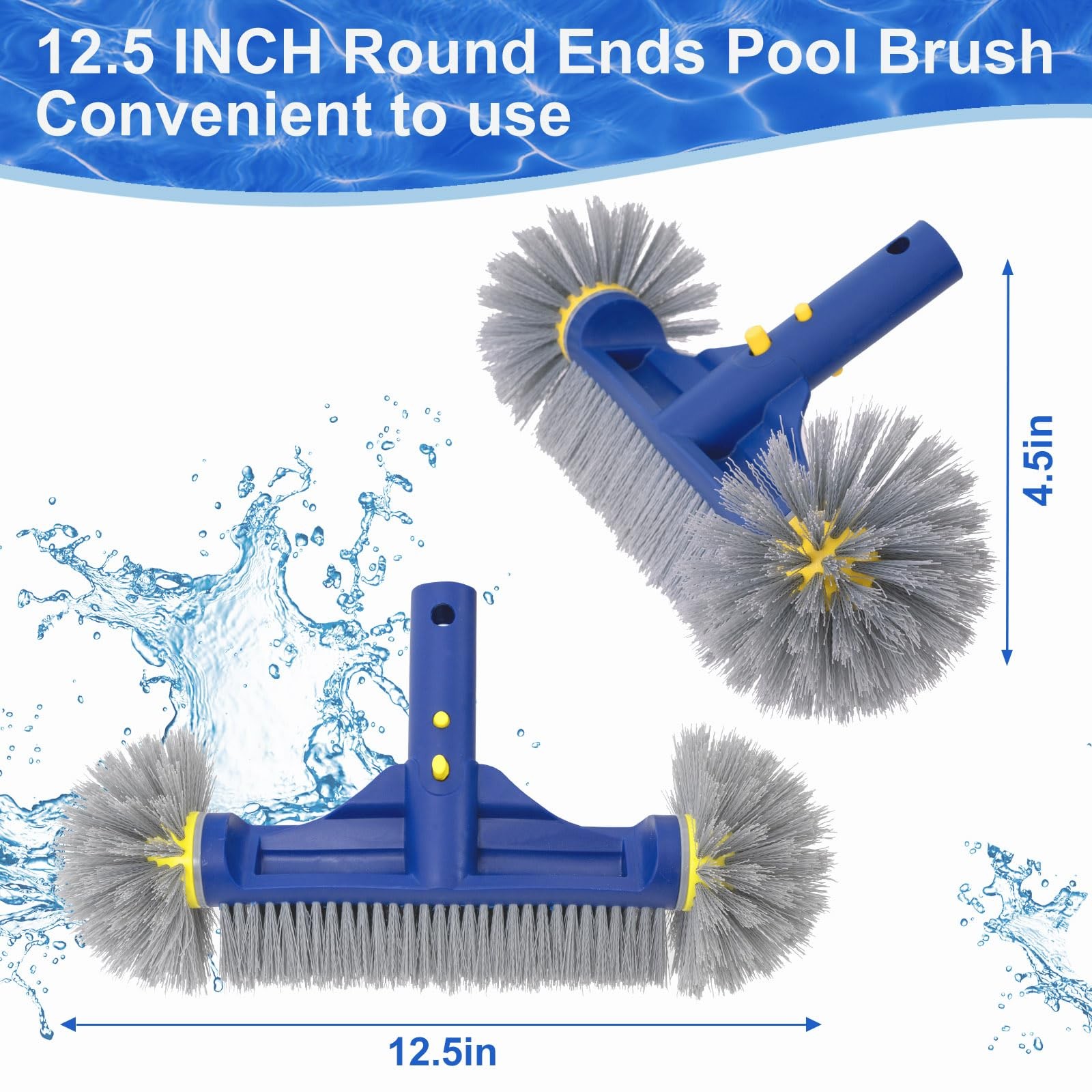 Pool Brush with Round Ends, 12.5 » Pool Brush Head for Inground Pools/Above G…