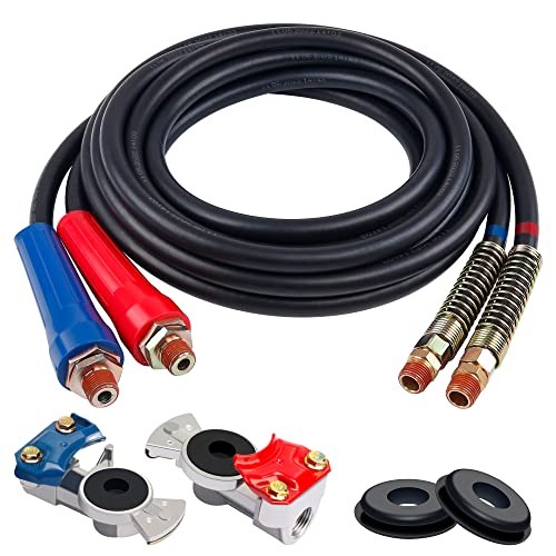 Air Line Hose Assembly, 15FT Rubber Air Hose With Grip, 15FT Air Brake Hose