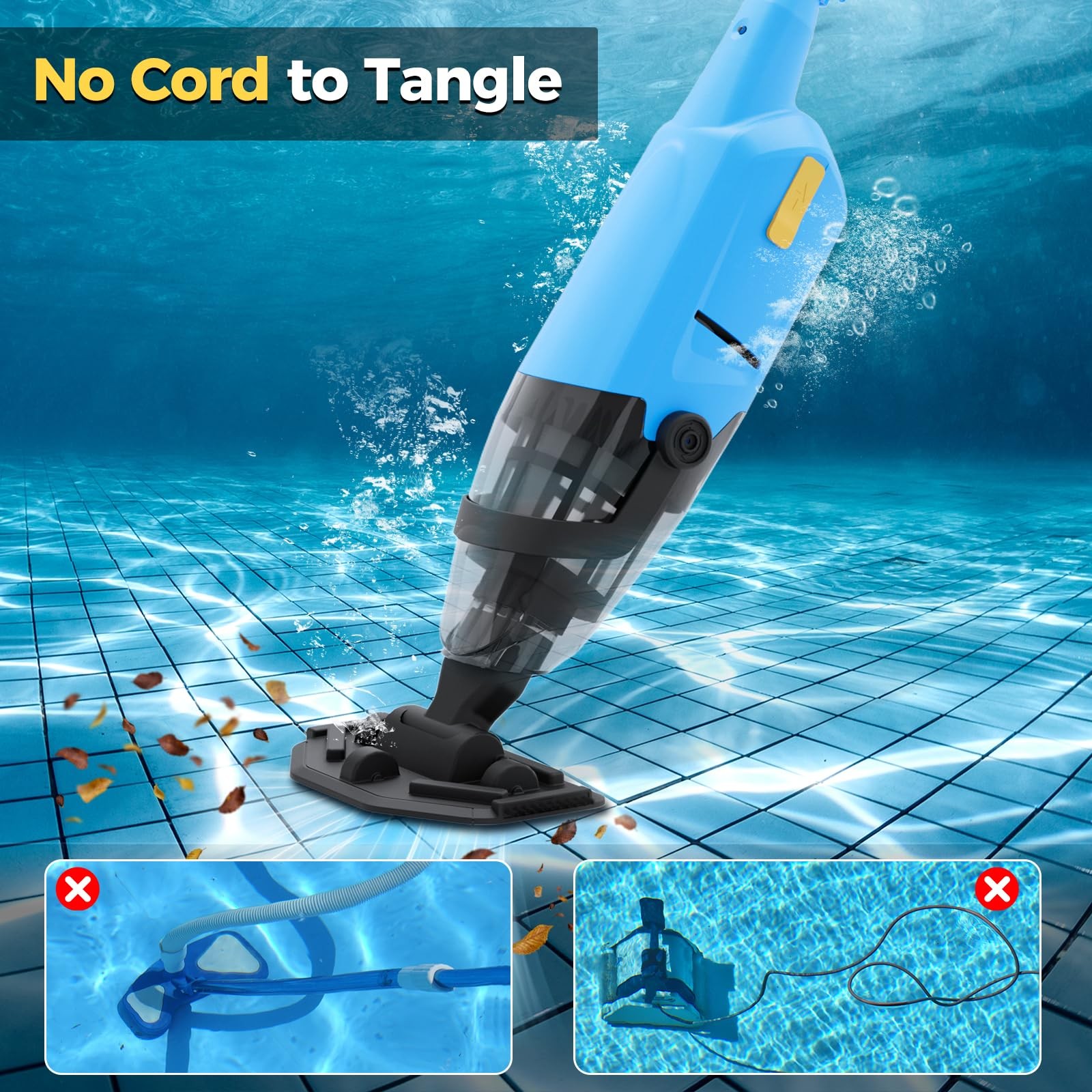 Rechargeable Cordless Pool Vacuum for above Ground Pool with Telescopic Pole Hot
