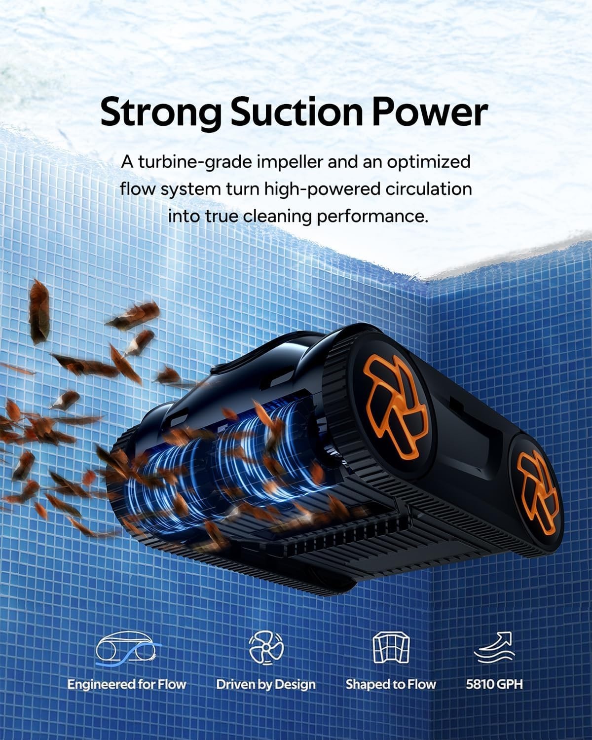4-in-1 Cordless Robotic Pool Cleaner AI Control Self-Park Black