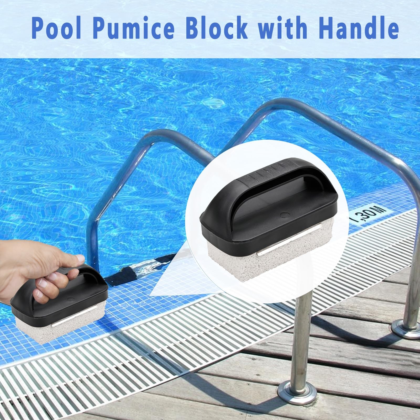 Pumice Stone with Handle for Pool Tile Cleaning 3 Pack