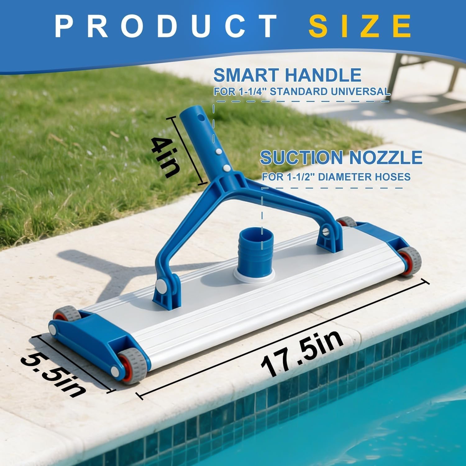 18&Prime; Commercial Grade Pool Vacuum Head, Extra-Wide & Weighted Heavy-Duty Vacuu…