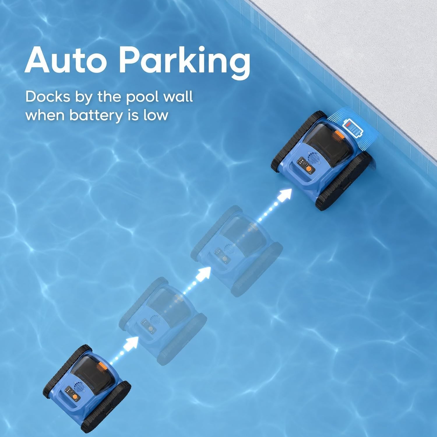 Cordless Robotic Pool Cleaner for Inground Pools 180Min Runtime Wall Climbing