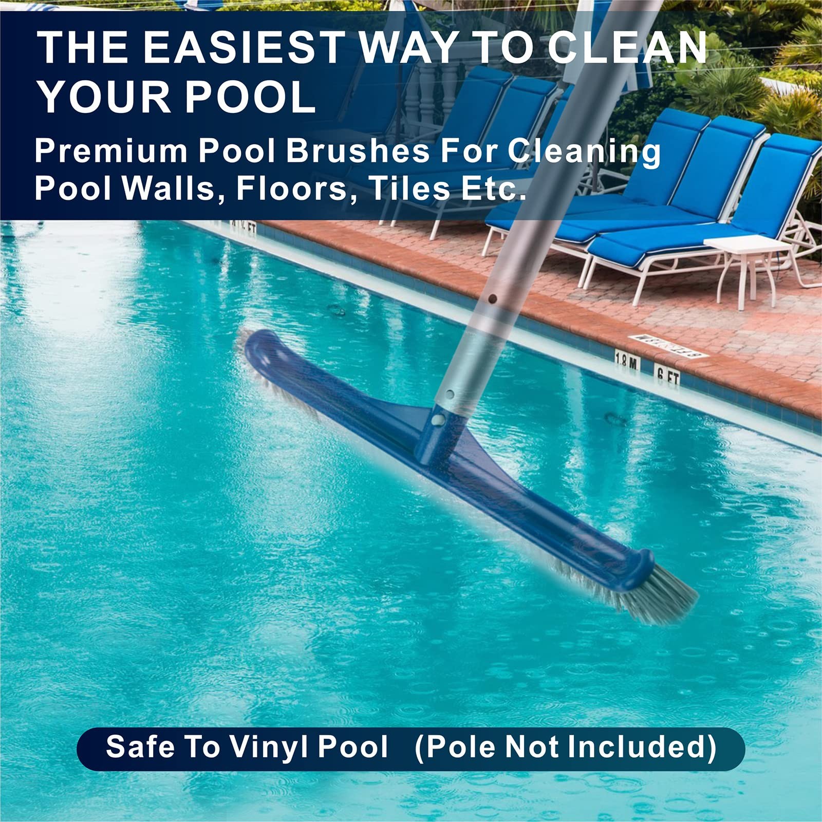 Pool Brush, 17.5 » Pool Brush Head for Inground Pools & Above-Ground Pools, D…