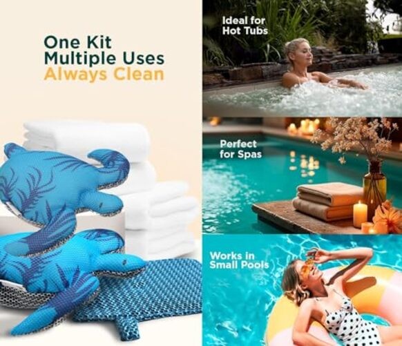 Hot Tub Scum Absorber Turtle, Scum Sponge for Hot Tub & 1-Pack + Cleaning Cloth