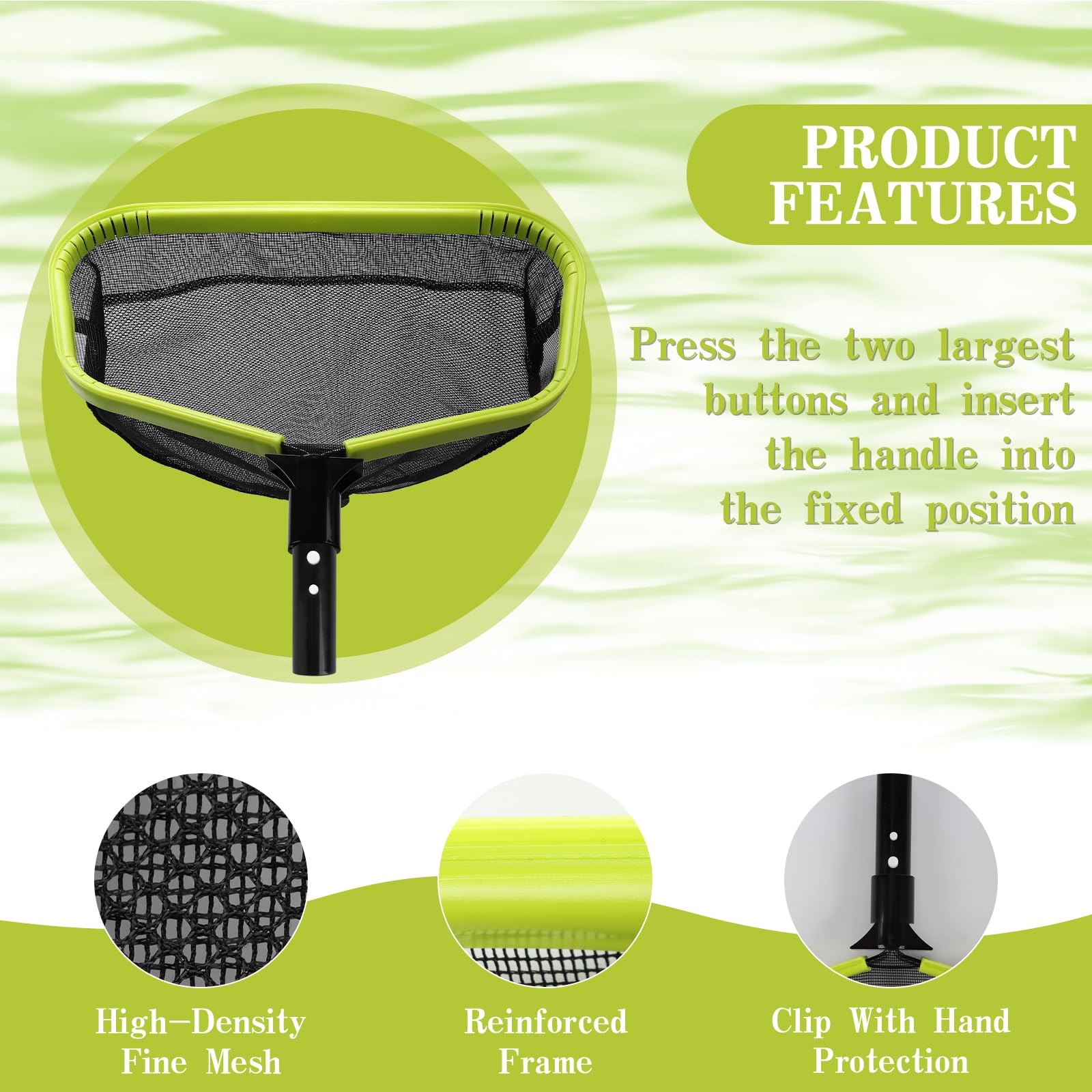 Double-Layer Deep Bag Pool Skimmer Net with Reinforced Frame – Fine Mesh Pool