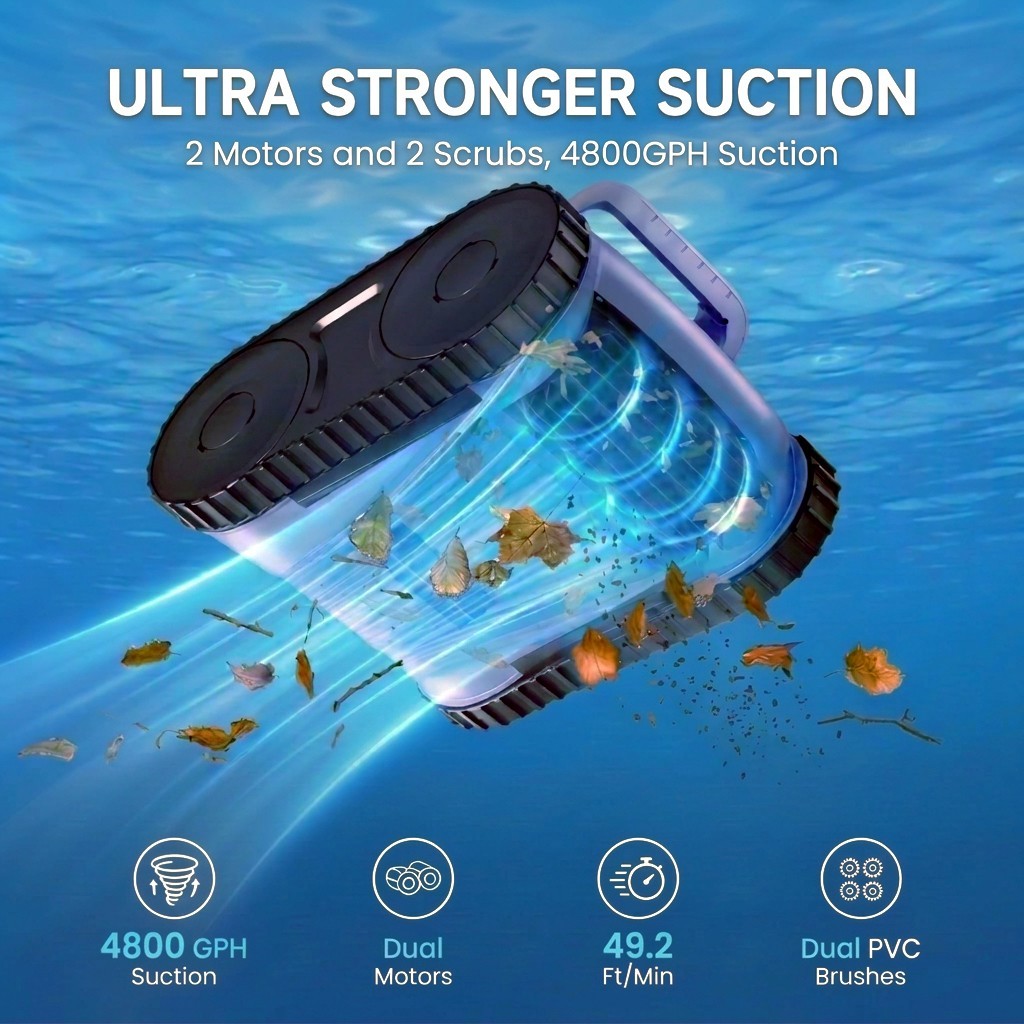 SAT 20 PRO Cordless Robotic Pool Vacuum Wall-Waterline Pool Cleaner Sonar Navig