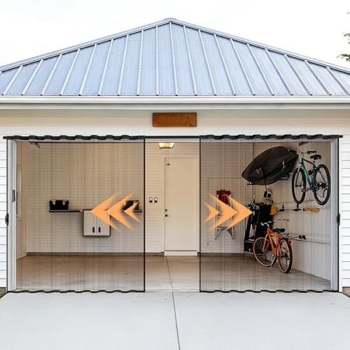 Retractable Garage Screen Door with Track—Fits 16×7 Feet—Fits Garage Door