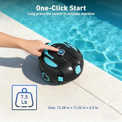 Robotic Pool Cleaner Cordless Dual Suction 5200mAh Battery 130 Min Auto Park