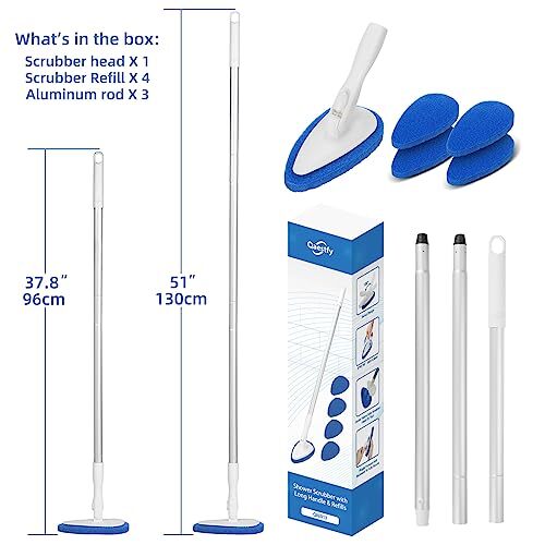 Shower Bathtub Tub Tile Scrubber Cleaning Brush with 51 » Handle, 5 Non