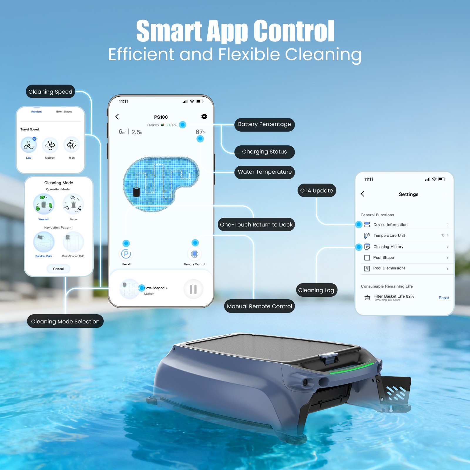 AIRROBO SP200 Solar Powered Robotic Pool Skimmer Cordless Automatic Pool Cleaner