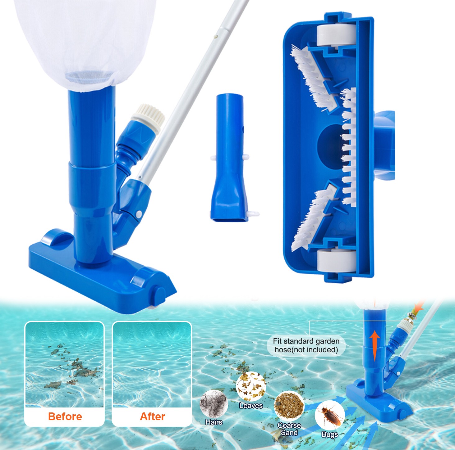 Swimming Pool Spa Suction Vacuum Head Cleaner Cleaning Kit Accessories Tool Kit