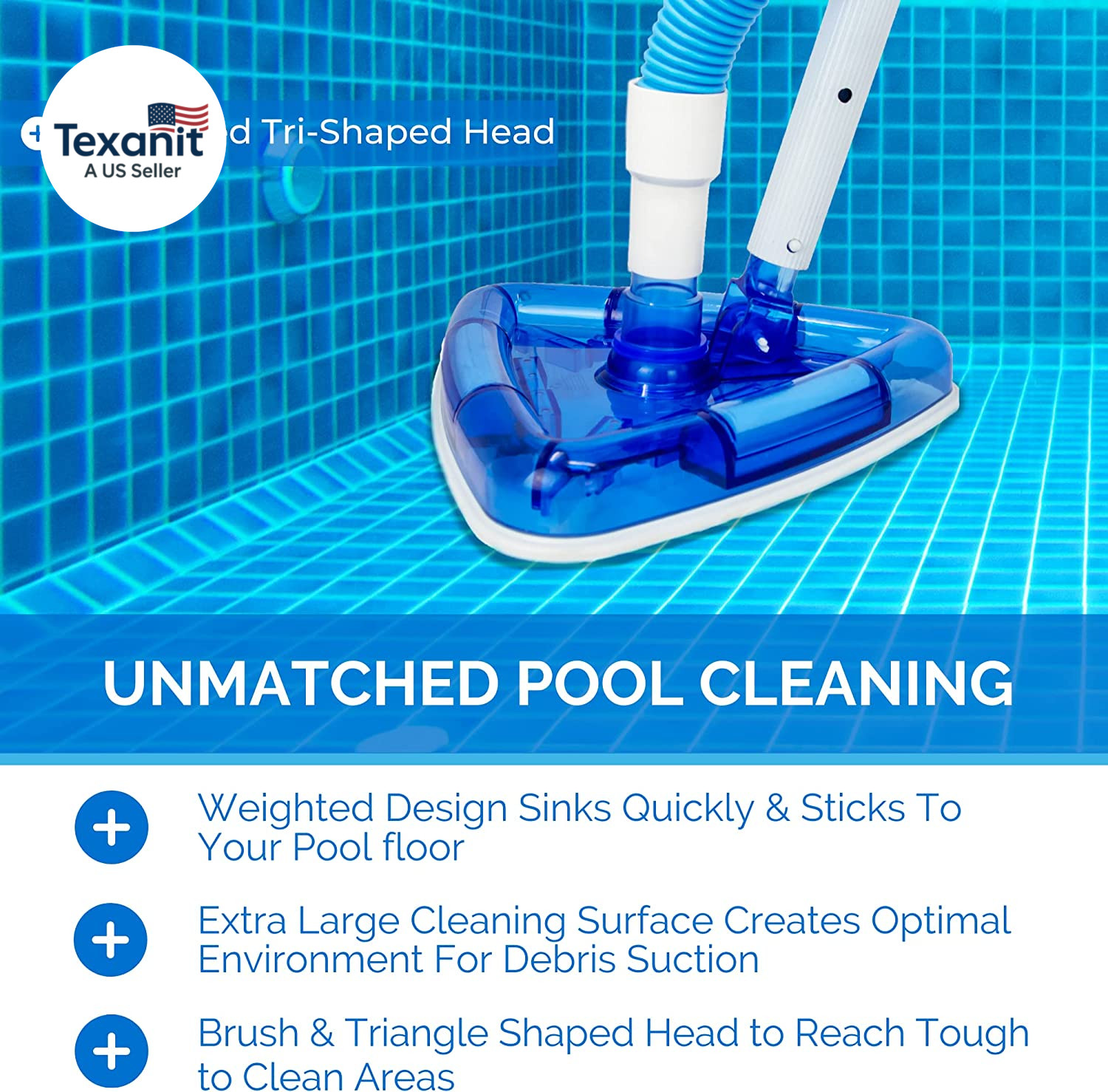 HYDROTOOLS Manual Pool Vacuum Head Attachment for Inground & above Ground Pools