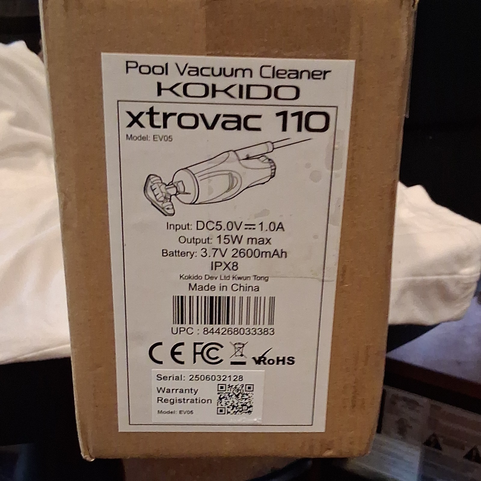 Kokido Xtrovac 110 Pool Vacuum EV05 15W DC 5V 2600mAh w/ Brush Nozzle