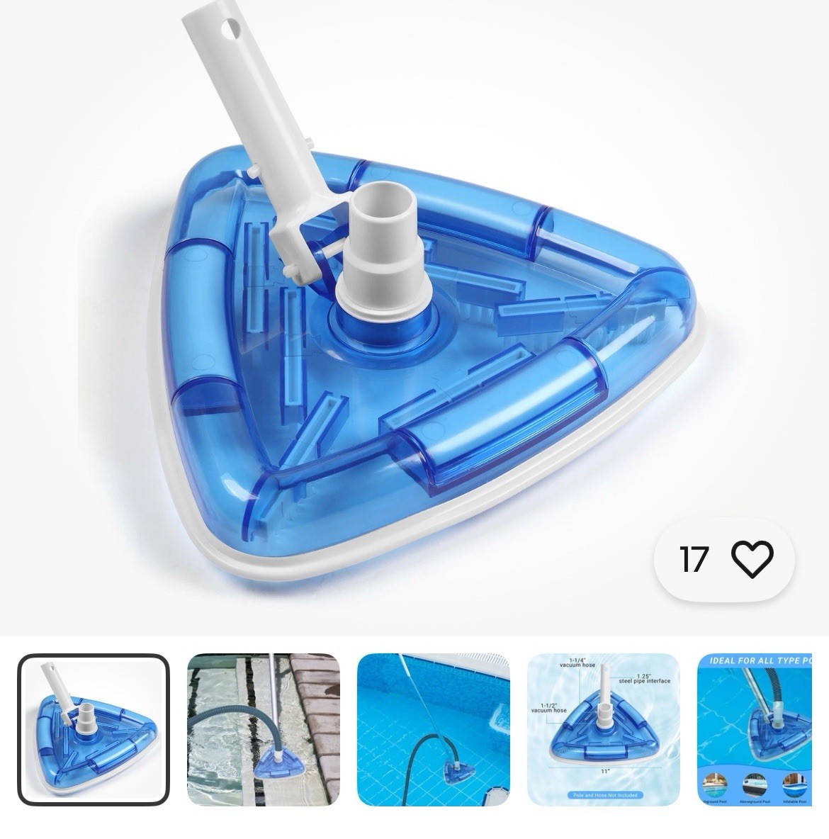Deluxe Pool Vacuum for Above Ground Pool and Inground Pools, Weighted Triangl…