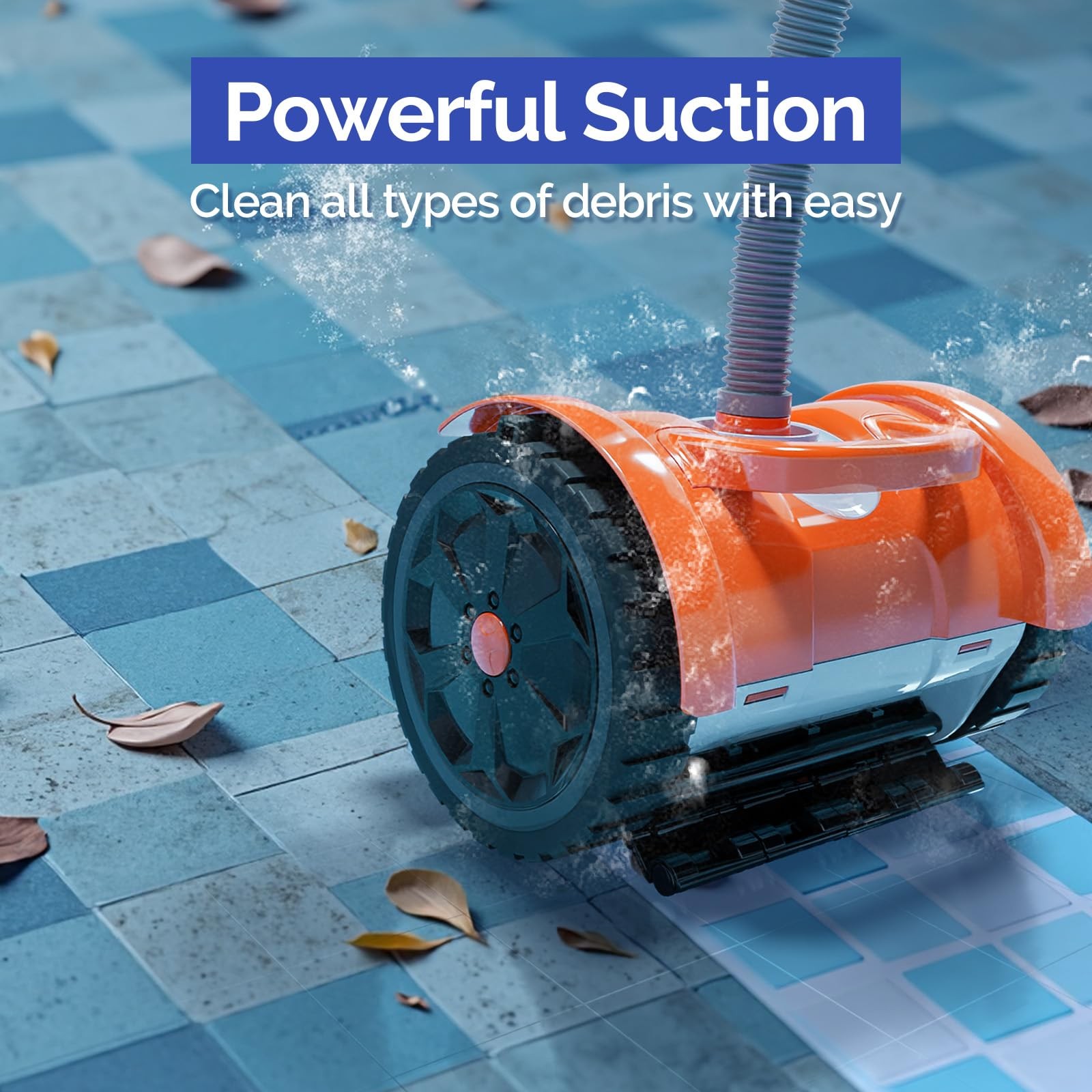 (2025 Upgrade) VINGLI Automatic Suction-Side Pool Vacuum Cleaner, Orange&Gray