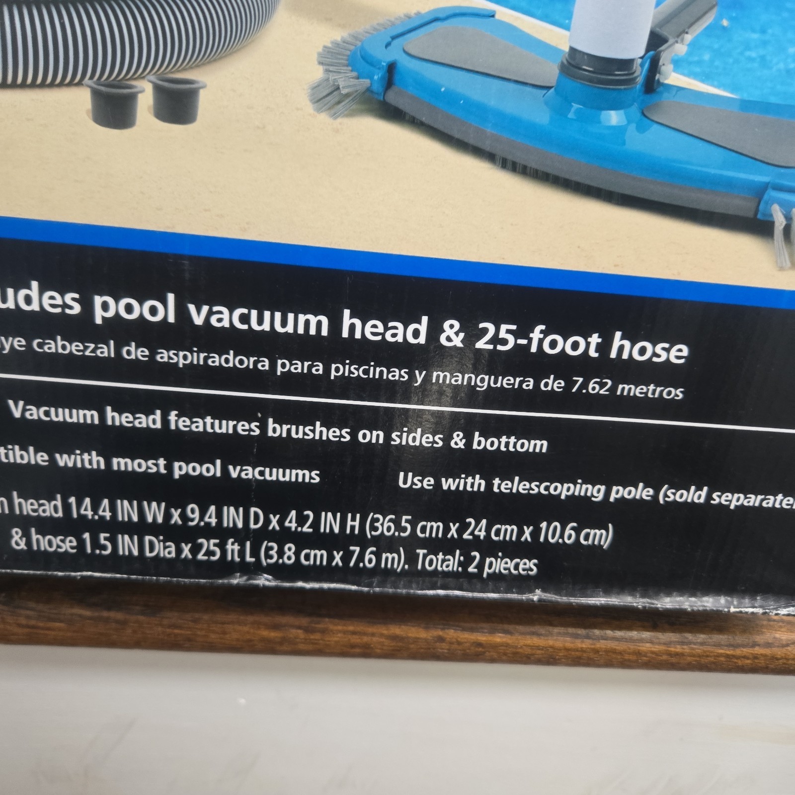 Mainstays Pool Vacuum Kit 2-Piece 25ft UVResistant Hose+Swivel Head 14.4 In W 9.
