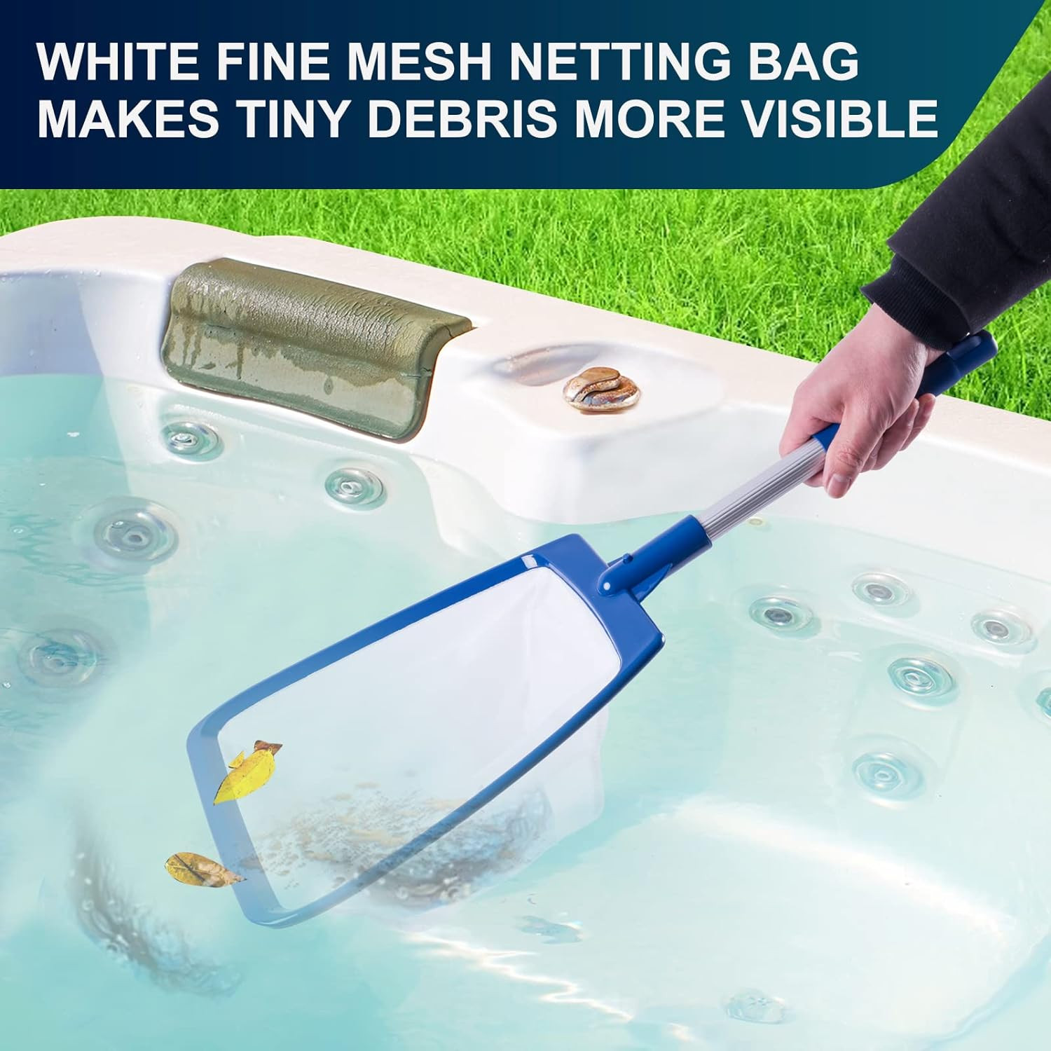 Hot Tub Skimmer Net Handheld, Professional Pool, Spa, Pound Skimmer Net with Alu