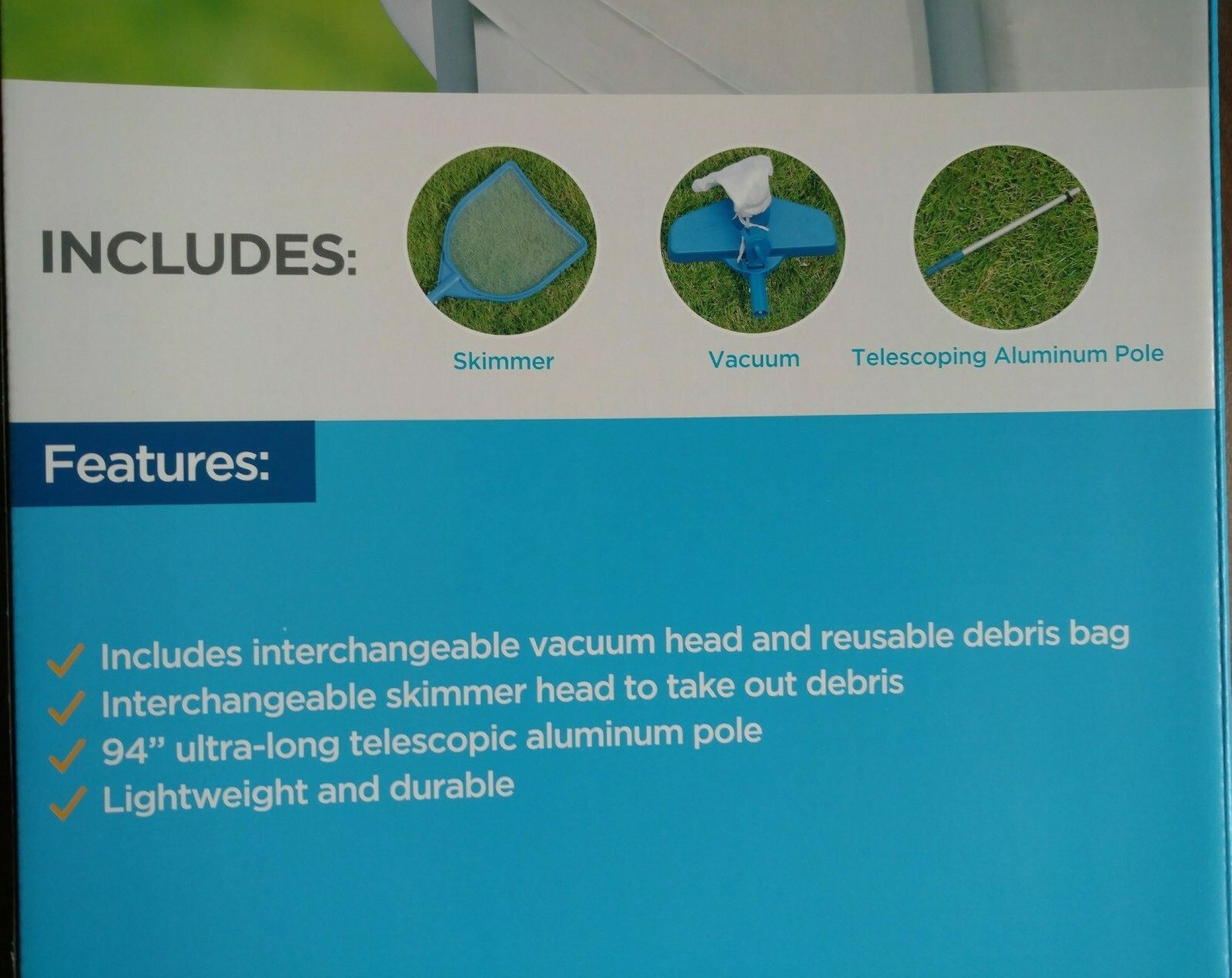 Summer Waves Pool Cleaning Kit Vacuum ,Skimmer, Telescope Pole! NEW!! Ships Fast