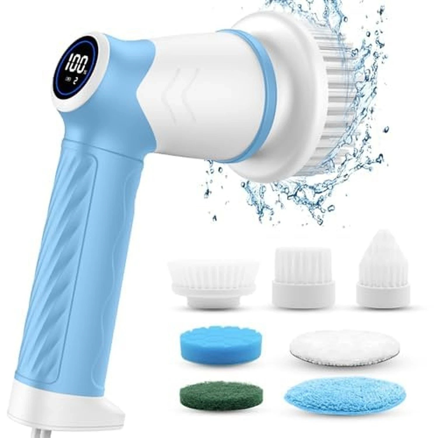 Electric Spin Scrubber IPX7 Waterproof, Power Scrubber with 7 Replacement#1008B