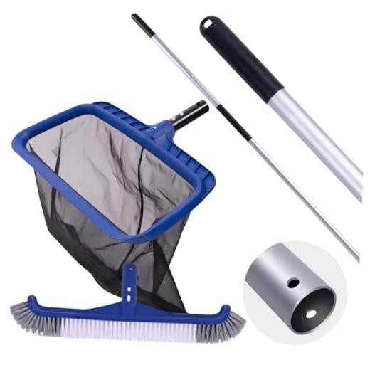 Pool Cleaning Kit, Including Pool Brush & Ultra Fine Mesh Pool Skimmer Net