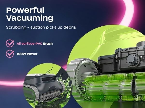 Cordless Smart Robotic Pool Cleaner 4,000 GPH Suction 3 Hour Runtime Waterline