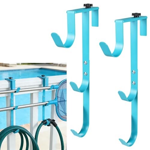 2Set Blue Three Pool Pole Hooks Hangers, 1.0 Inches blue-3 hooks-2pcs