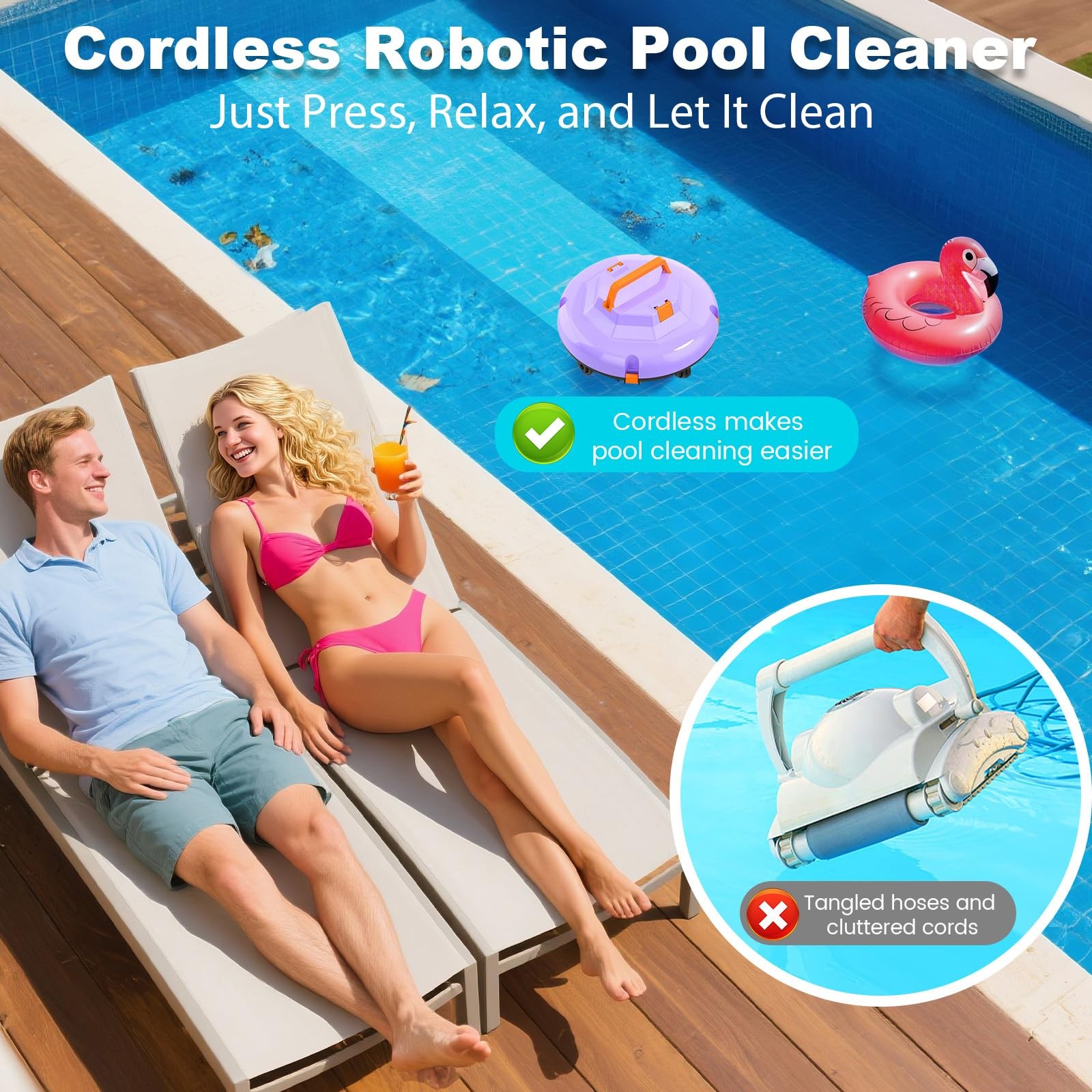 2026 Cordless Robotic Pool Cleaner – 120 Mins Automatic Pool Vacuum for Above…