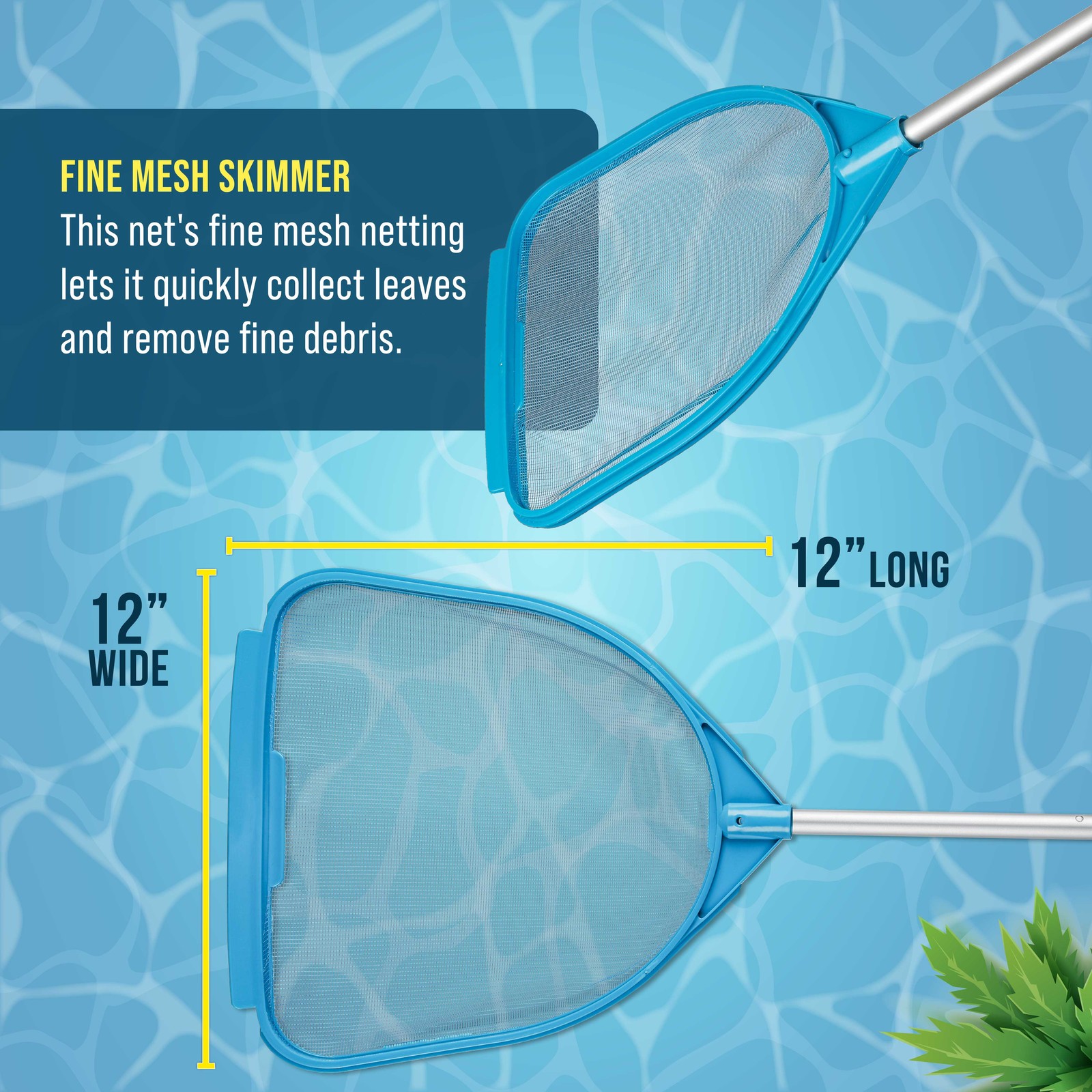 5ft Handheld Spa, Hot Tub, Swimming Pool Cleaning Net & Pole – Fine Mesh Netting