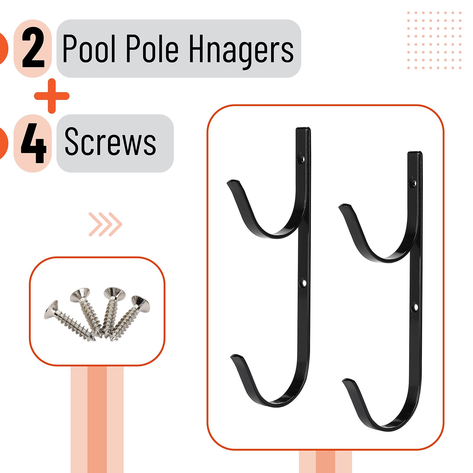 Pool Pole Hanger – 2 Pack, Pool Equipment Hooks for Poles and Hose, Accessories