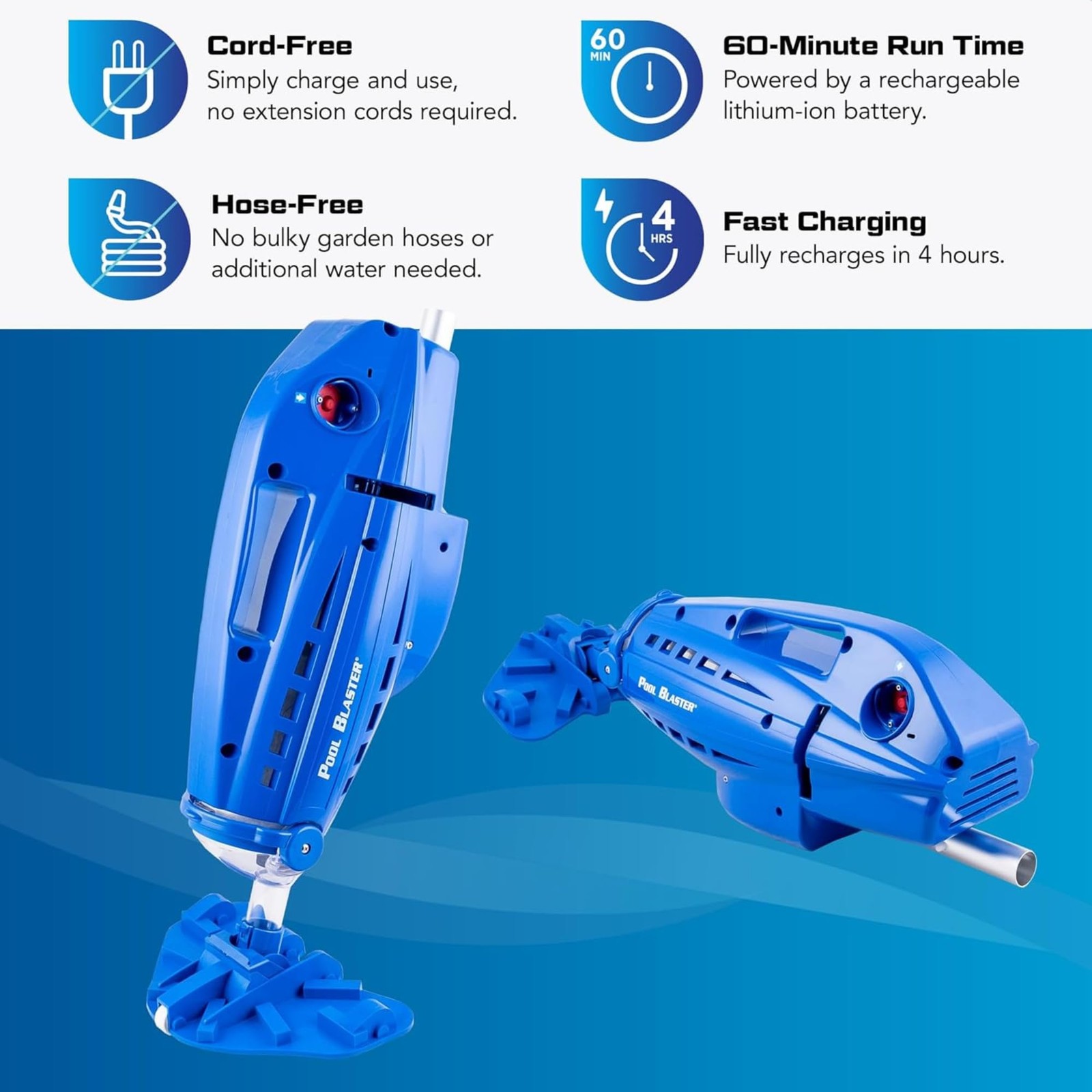 Millennium Cordless Pool Vacuum for Above Ground Pools w/Pole Set, High Capac…