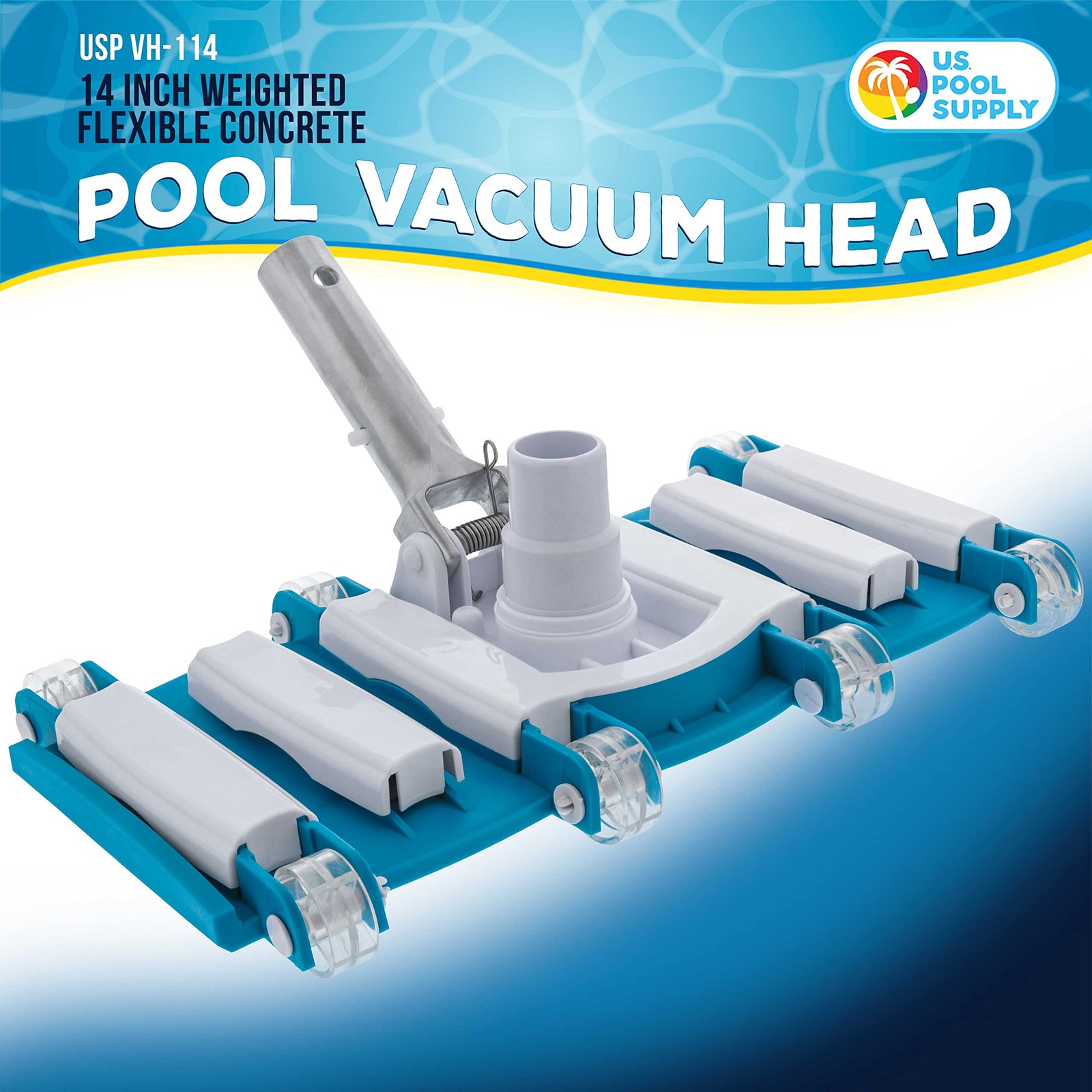 U.S. Pool Supply 14&Prime; Manual Vacuum Head for Inground 14 Inch, White/Teal